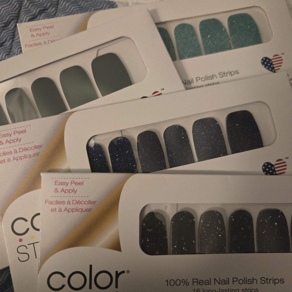 Color Street Nail Polish Strips - Teal and Glitter Black
